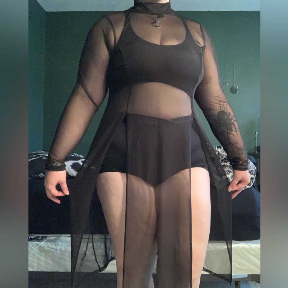 FTF high neck sheer dress